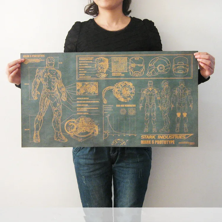 Large Iron Man design drawings Vintage Kraft Poster Wall Stickers Art Mural Decal Painting Core Retro Bar Cafe Home Decoration
Large Iron Man design drawings Vintage Kraft Poster Wall Stickers Art Mural Decal Painting Core Retro Bar Cafe Home Decoration