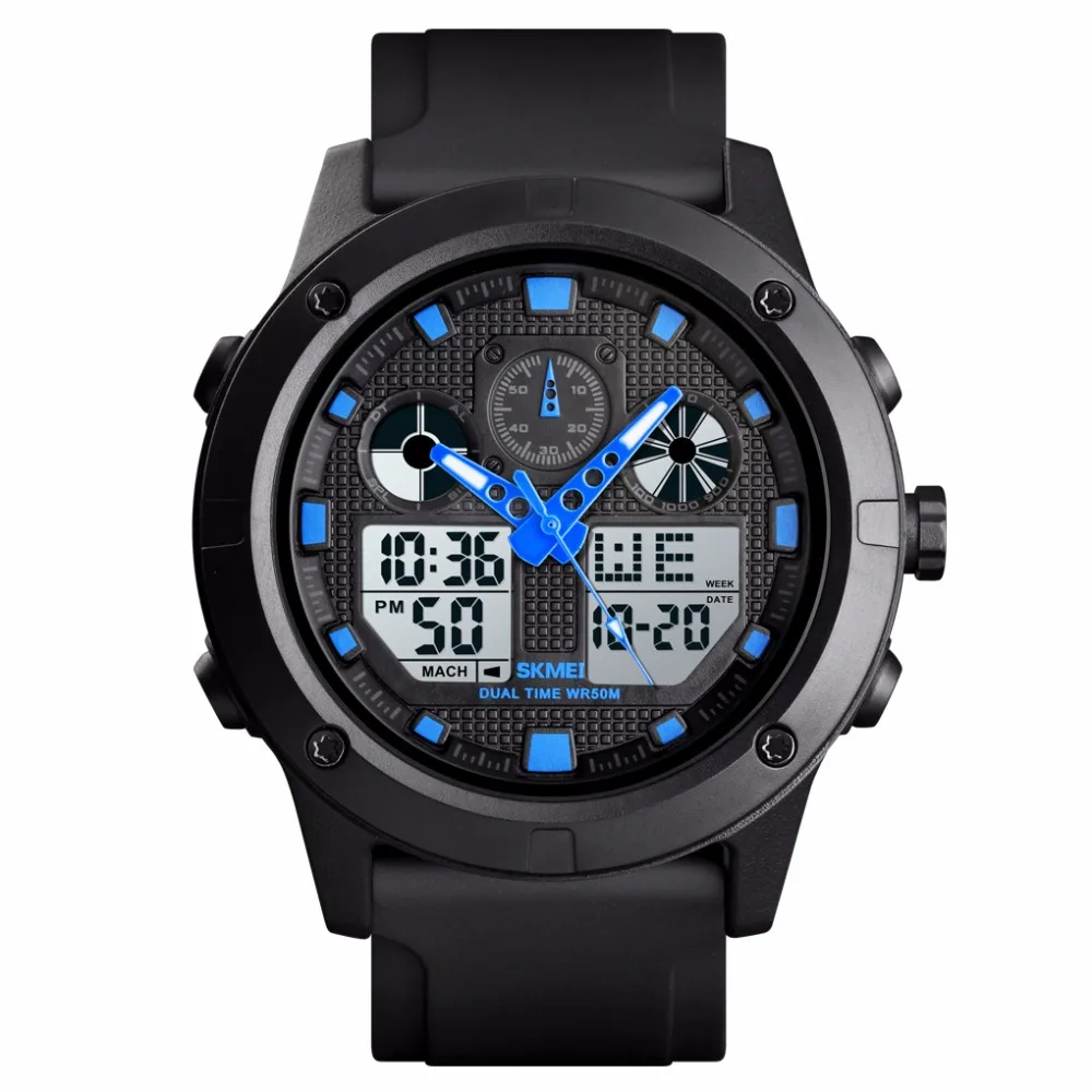 

Skmei Men's Digital Analog Sport Watch 50m Waterproof Chronograph Date Alarm Casual Outdoor Military Wrist Watches for Men Gift