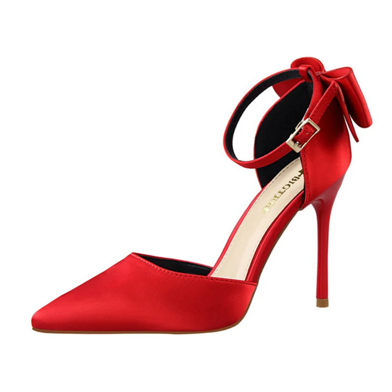 Pumps Sweet Beauty Shoes Stiletto High Heel Shallow Mouth Pointed Satin Hollow Bow Sandals Woman Shoes Wedding Shoes 5196-1
Pumps Sweet Beauty Shoes Stiletto High Heel Shallow Mouth Pointed Satin Hollow Bow Sandals Woman Shoes Wedding Shoes 5196-1