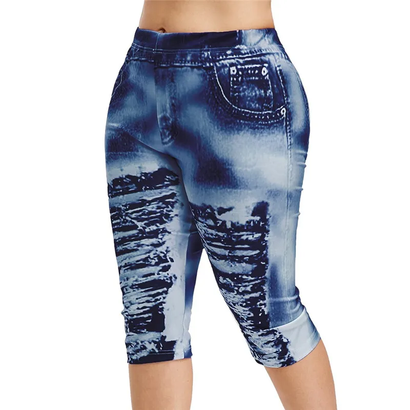 Fashion Women Faux Jean Ripped Print Leggings Stretchy Slim Knee-Length Leggings Pencil Pants Skinny Summer Women Leggings 2019
Fashion Women Faux Jean Ripped Print Leggings Stretchy Slim Knee-Length Leggings Pencil Pants Skinny Summer Women Leggings 2019