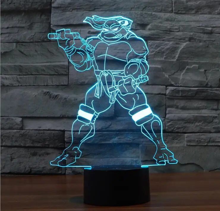 Hot NEW 7color changing 3D Bulbing Light Teenage mutant ninja turtles visual illusion LED lamp action figure toy Christmas gift
Hot NEW 7color changing 3D Bulbing Light Teenage mutant ninja turtles visual illusion LED lamp action figure toy Christmas gift