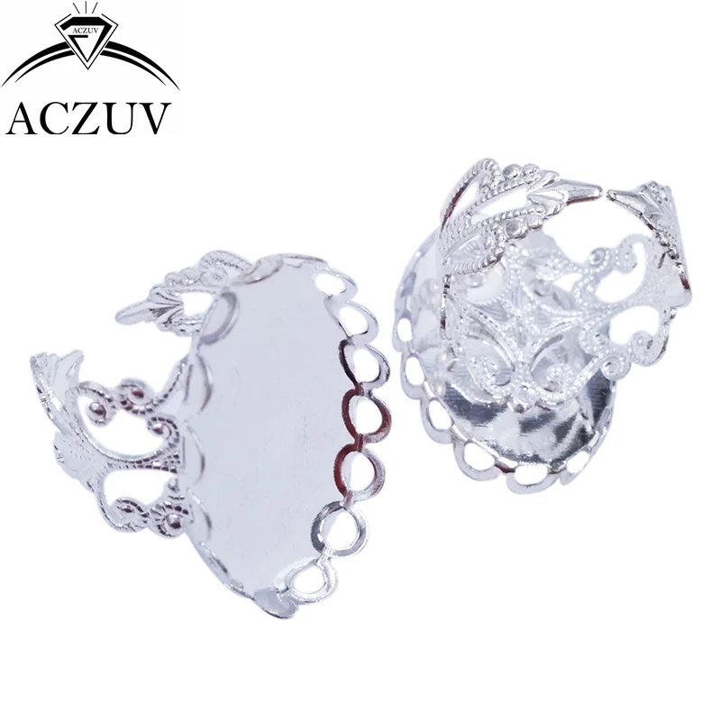 100pcs Silver Plated 13x18mm 18x25mm Lace Filigree Adjustable Rings Base Blank Findings DIY Jewelry Accessories TJZT012 
100pcs Silver Plated 13x18mm 18x25mm Lace Filigree Adjustable Rings Base Blank Findings DIY Jewelry Accessories TJZT012
