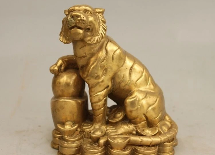 5 Chinese Feng Shui Brass Copper Lucky Zodiac Yuan Bao wealth Tiger statuary a(5.19)
5 Chinese Feng Shui Brass Copper Lucky Zodiac Yuan Bao wealth Tiger statuary a(5.19)