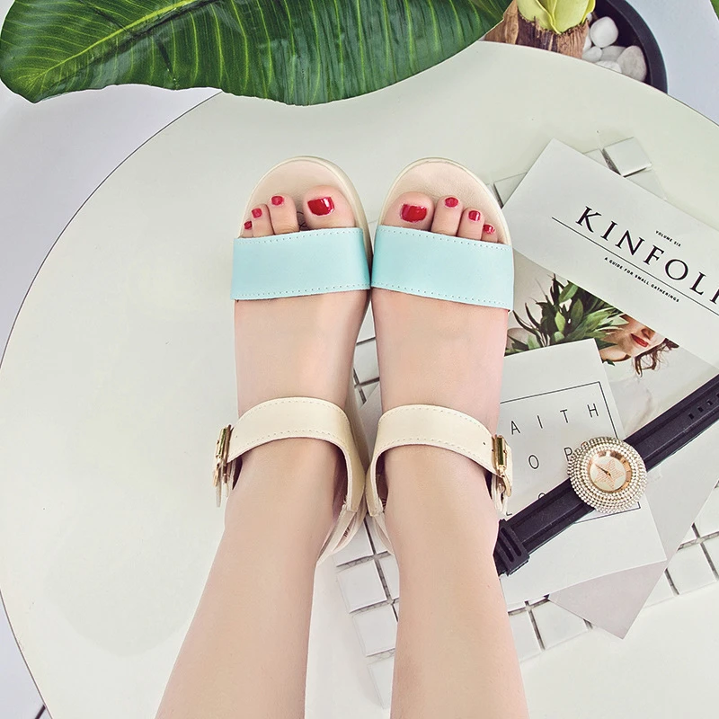 Wedges Sandals Fish mouth Mixed colors Women's Sandals With Shake Bottom Korean Word Shoes (1)
