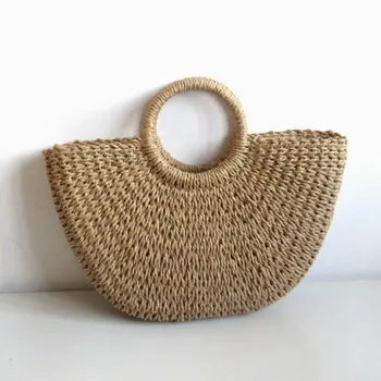1PCs Solid 2019 Summer Beach Bags Weaving Bamboo Bags Wood Top-handle Handbags Ladies Round Straw Bags Moon Shaped Wrapped Bags
1PCs Solid 2019 Summer Beach Bags Weaving Bamboo Bags Wood Top-handle Handbags Ladies Round Straw Bags Moon Shaped Wrapped Bags