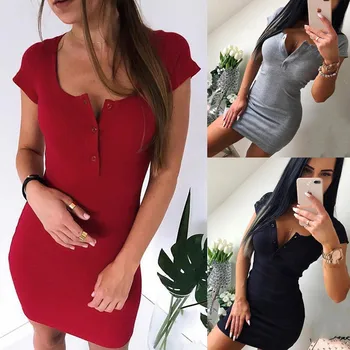 Short Sleeve Summer Dress Women Fashion Sexy Empire Button O-Neck Knitted Sheath Dress Plus Size Casual Bodycon Vestidos Female
Short Sleeve Summer Dress Women Fashion Sexy Empire Button O-Neck Knitted Sheath Dress Plus Size Casual Bodycon Vestidos Female