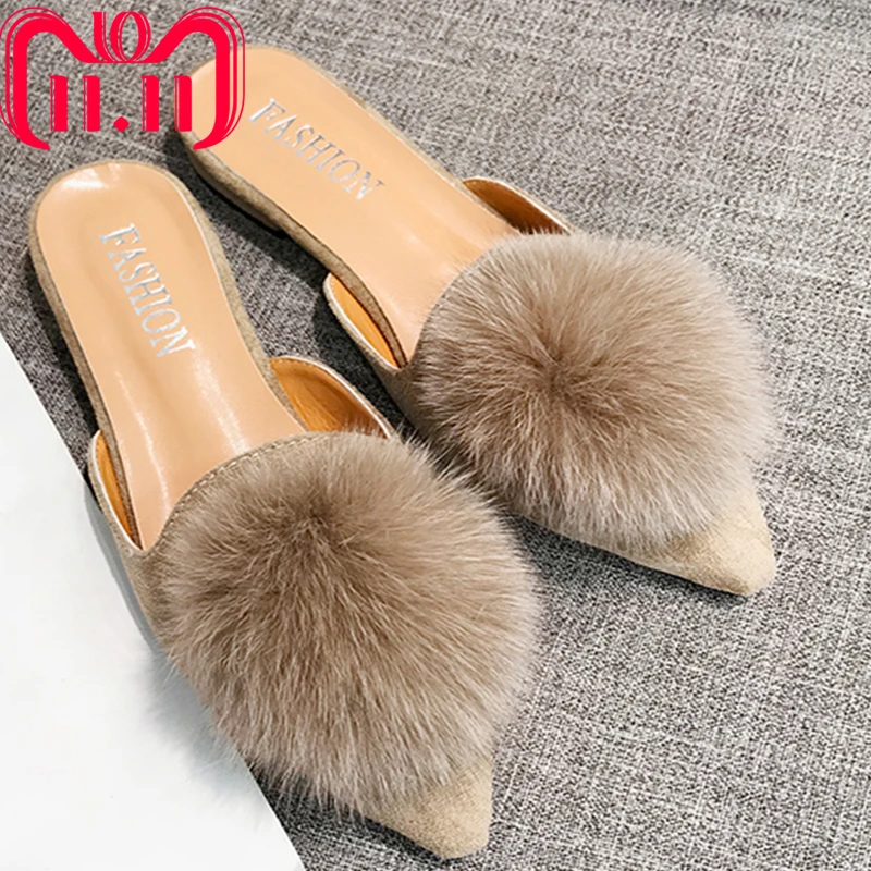 Fur Mules Shoes Woman Plus Size Fur Balls Flip Flops Slides Pointed Toe Low Heel Flats Ladies Slippers Women Mules buty damskie
Fur Mules Shoes Woman Plus Size Fur Balls Flip Flops Slides Pointed Toe Low Heel Flats Ladies Slippers Women Mules buty damskie