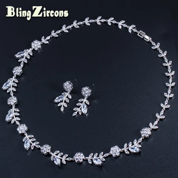 BeaQueen Charming Leaf and Flower Connected Clear Cubic Zirconia Choker Necklace Earrings Wedding Party Jewelry Sets JS154
BeaQueen Charming Leaf and Flower Connected Clear Cubic Zirconia Choker Necklace Earrings Wedding Party Jewelry Sets JS154
