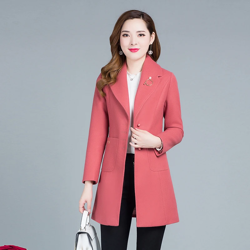 Wool Coat Women Blends Office Lady Work Pockets Single breasted Long Coats Casual Slim Autumn Winter Jacket Casaco Feminino 2019
Wool Coat Women Blends Office Lady Work Pockets Single breasted Long Coats Casual Slim Autumn Winter Jacket Casaco Feminino 2019