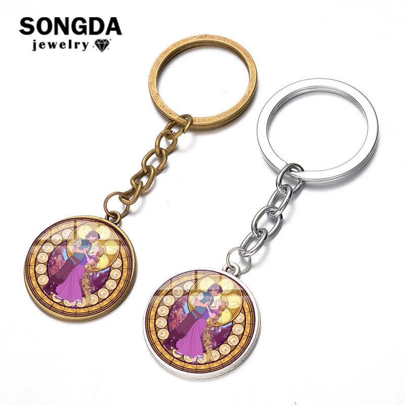 SONGDA Rapunzel Keychain Cartoon Film Tangled Long Hair Princess & Prince Figure Glass Gem Toy Hanging Pendant Key Ring Llaveros
SONGDA Rapunzel Keychain Cartoon Film Tangled Long Hair Princess & Prince Figure Glass Gem Toy Hanging Pendant Key Ring Llaveros