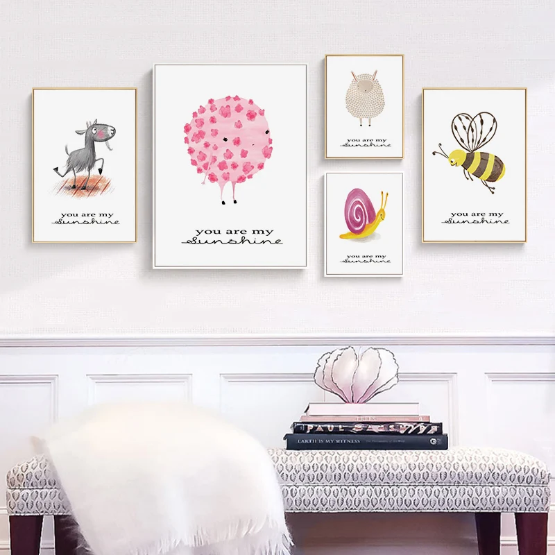 Modern Cute Cartoon Animal Moke Canvas Painting Lovely bee snail sheep Wall Art Poster Nursery Print Picture for Kid Living Room
Modern Cute Cartoon Animal Moke Canvas Painting Lovely bee snail sheep Wall Art Poster Nursery Print Picture for Kid Living Room