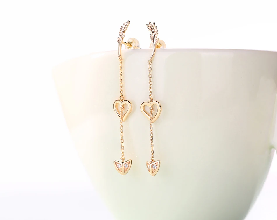 ALLNOEL Real 925 Sterling Silver Jewelry Set Cupid Love Arrow Heart Necklace Long Earrings Ring For Women Anniversary Party Gift (13)