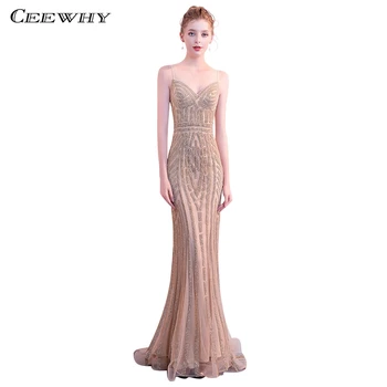 CEEWHY Luxury Nude Gold Diamond Long Evening Dress Beaded Spaghetti Straps Pattern Formal Dress Mermaid Gown Real Pictures
CEEWHY Luxury Nude Gold Diamond Long Evening Dress Beaded Spaghetti Straps Pattern Formal Dress Mermaid Gown Real Pictures
