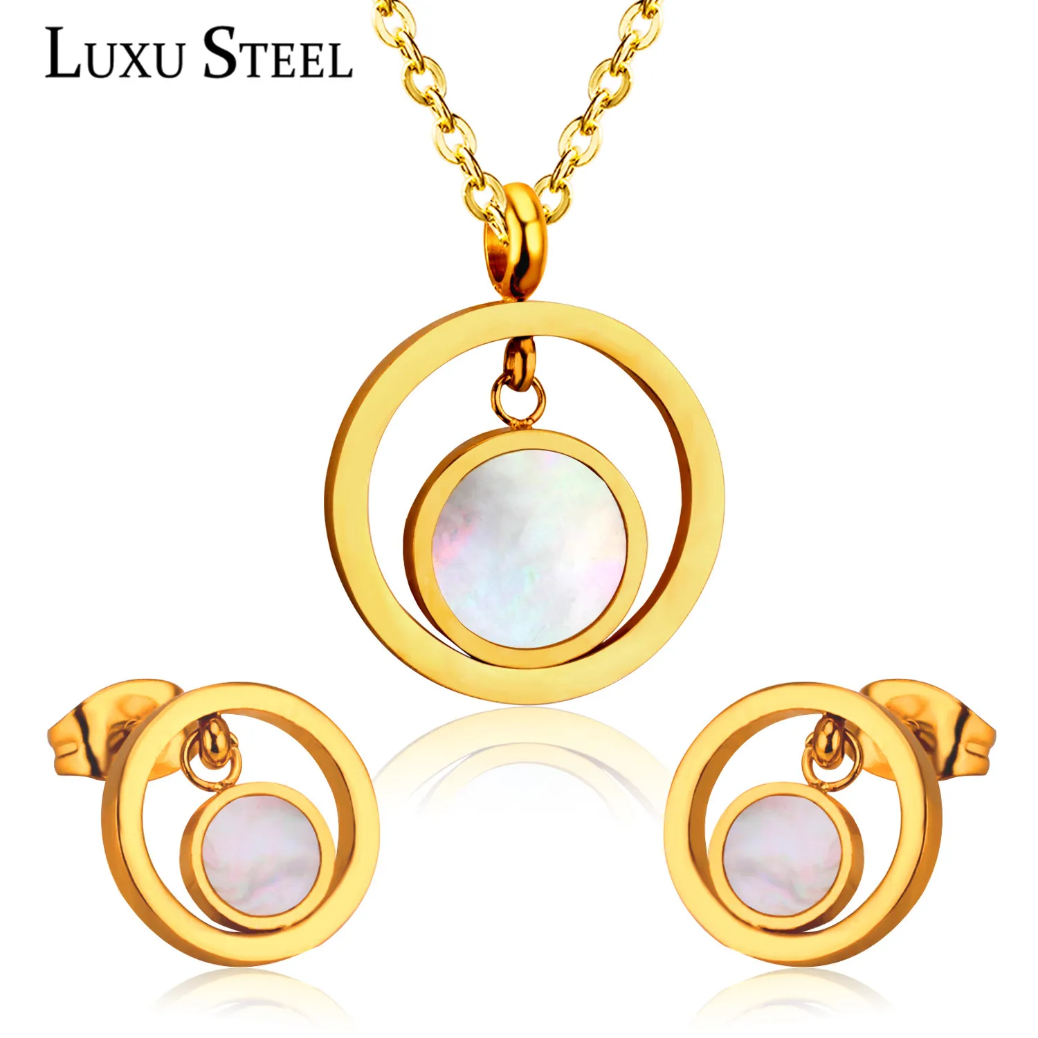 LUXUSTEEL Classic Jewelry Sets For Women/Girl Gold/Silver Hollow Out Round Shell Pendant Necklace Earring Bijoux Party Brinco
LUXUSTEEL Classic Jewelry Sets For Women/Girl Gold/Silver Hollow Out Round Shell Pendant Necklace Earring Bijoux Party Brinco