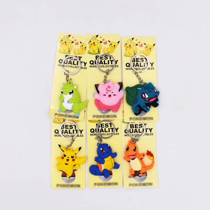 6Style New Arrival 4-6cm Keychain Pendant Cartoon Figures PVC Pikachu Bulbasaur Charmander Clefairy Sandshrew Squirtle Keyrings
6Style New Arrival 4-6cm Keychain Pendant Cartoon Figures PVC Pikachu Bulbasaur Charmander Clefairy Sandshrew Squirtle Keyrings