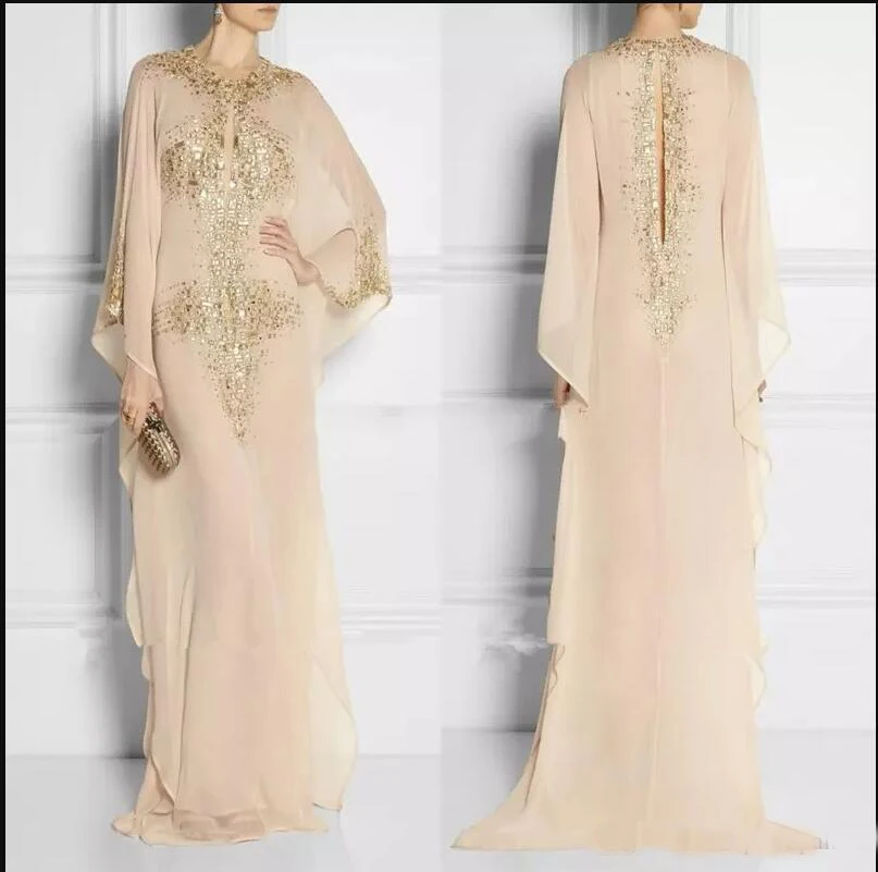 Graceful Dubai Muslim Women Evening Dresses Champagne Chiffon Crystal Straight Long Sleeve Prom Gowns Clothing Formal Dresses 
Graceful Dubai Muslim Women Evening Dresses Champagne Chiffon Crystal Straight Long Sleeve Prom Gowns Clothing Formal Dresses