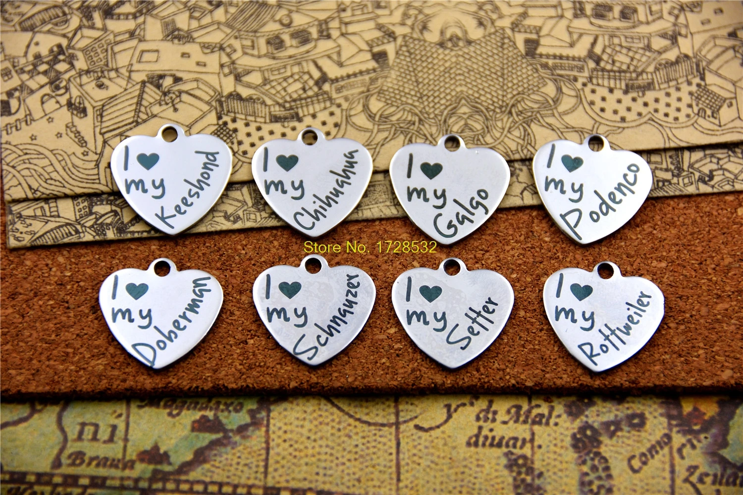 10pcs--stainless steel charms "I love my keeshond/chihuahua/galgo/podenco/doberman/schnauzer/setter/rottweiler" charm pendant
10pcs--stainless steel charms "I love my keeshond/chihuahua/galgo/podenco/doberman/schnauzer/setter/rottweiler" charm pendant