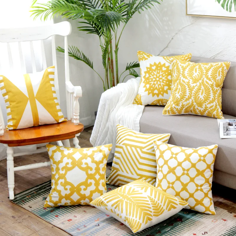 Home Decor Embroidered Cushion Cover Yellow Ginger/White Geometric Floral Canvas Cotton Square Embroidery Pillow Cover 45x45cm
Home Decor Embroidered Cushion Cover Yellow Ginger/White Geometric Floral Canvas Cotton Square Embroidery Pillow Cover 45x45cm