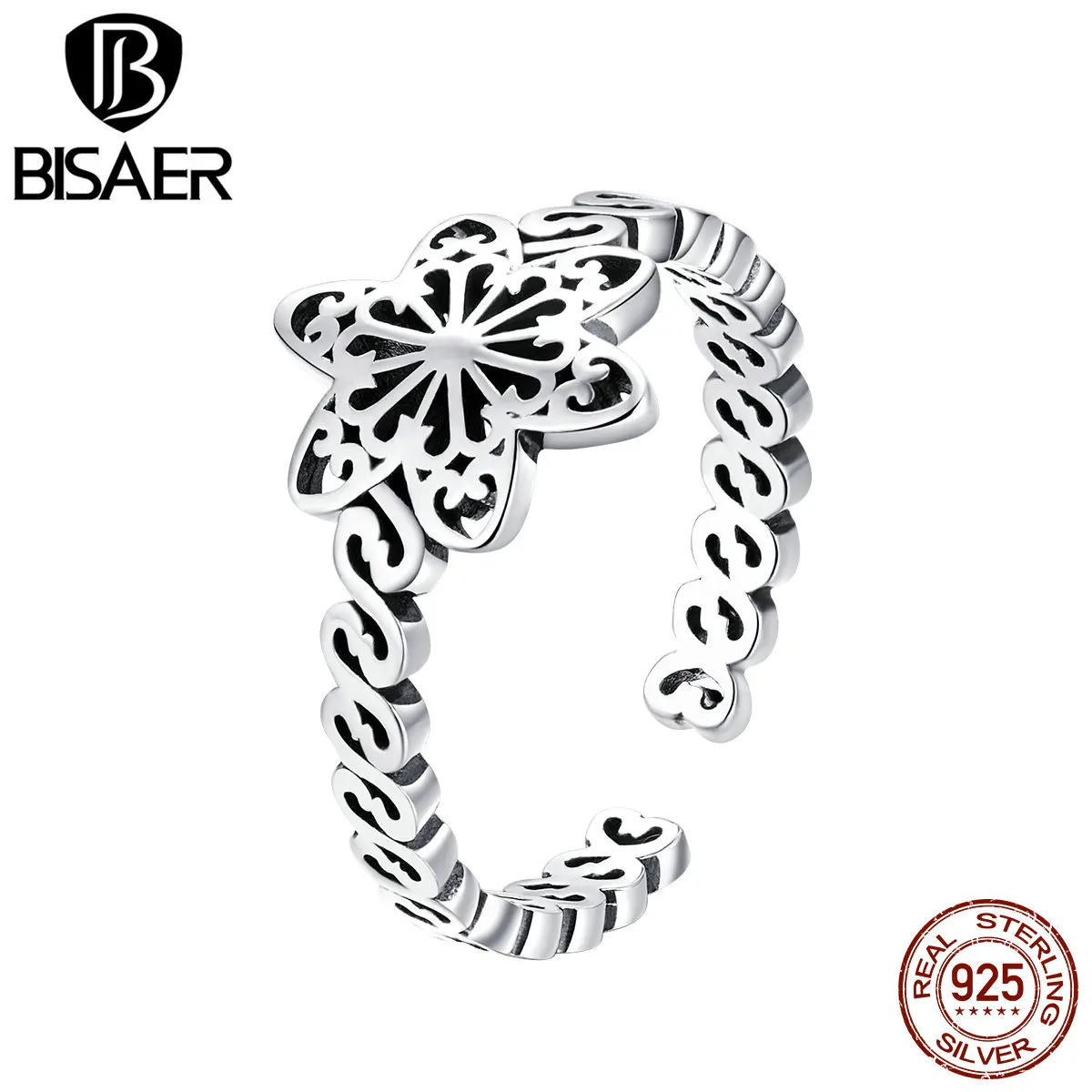 BISAER 925 Sterling Silver Snowflake Flower Open Finger Rings for Women Adjustable Ring Fashion Jewelry Argent Bijoux GXR482
BISAER 925 Sterling Silver Snowflake Flower Open Finger Rings for Women Adjustable Ring Fashion Jewelry Argent Bijoux GXR482