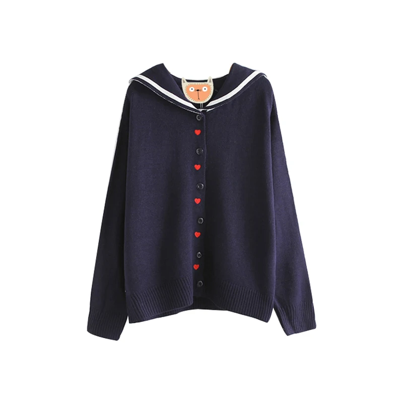 Korean Fashion Design Brand Women's Sweater Coat Sweet Cardigan White Dark Blue Knit Jacket Long-sleeved Sailor Autumn New
Korean Fashion Design Brand Women's Sweater Coat Sweet Cardigan White Dark Blue Knit Jacket Long-sleeved Sailor Autumn New
