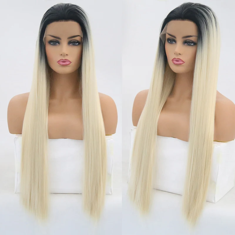 Charisma Ombre Blonde Wig Straight Hair Synthetic Lace Front Wig High Temperature Wigs with Black Roots Free Part Lace Wigs
Charisma Ombre Blonde Wig Straight Hair Synthetic Lace Front Wig High Temperature Wigs with Black Roots Free Part Lace Wigs