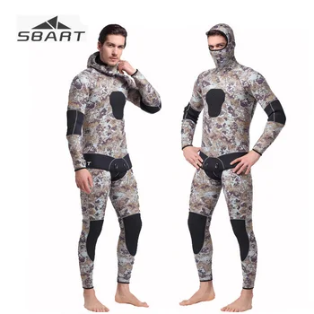 Sbart 5mm Camouflage Neoprene Wetsuit with Hood Men Winter Warm Two-pieces Spearfishing Scuba Diving Underwater Diving Suit 
Sbart 5mm Camouflage Neoprene Wetsuit with Hood Men Winter Warm Two-pieces Spearfishing Scuba Diving Underwater Diving Suit