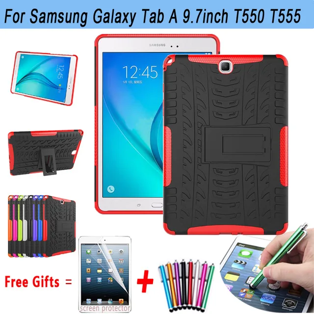 Case For SAMSUNG Galaxy Tab A 9.7" inch Tablet SM-T555 T550 555 550 Hybrid Stand Hard Silicone Rubber Armor Case Cover+pen+film
Case For SAMSUNG Galaxy Tab A 9.7" inch Tablet SM-T555 T550 555 550 Hybrid Stand Hard Silicone Rubber Armor Case Cover+pen+film
