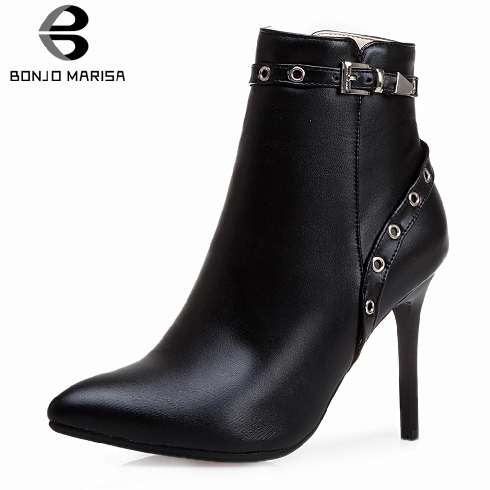 BONJOMARISA New OL Black Pointed Toe Ankle Boots Women Plus Size 34-50 Decorating Booties Women Thin High Heels Shoes Woman
BONJOMARISA New OL Black Pointed Toe Ankle Boots Women Plus Size 34-50 Decorating Booties Women Thin High Heels Shoes Woman