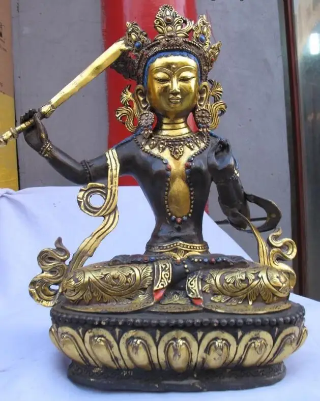 S04011 15"Tibet Classical Bronze Gild Manjusri Kwan-Yin Bodhisattva Buddha statue (B0328) 
S04011 15"Tibet Classical Bronze Gild Manjusri Kwan-Yin Bodhisattva Buddha statue (B0328)