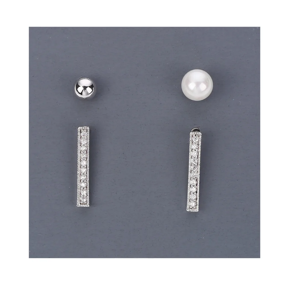 2Pairs Small CZ And Imitation Pearl Silver Color Beads Stud Earrings Set For USA France Brazil Women/Girls Best Gift #000502
2Pairs Small CZ And Imitation Pearl Silver Color Beads Stud Earrings Set For USA France Brazil Women/Girls Best Gift #000502