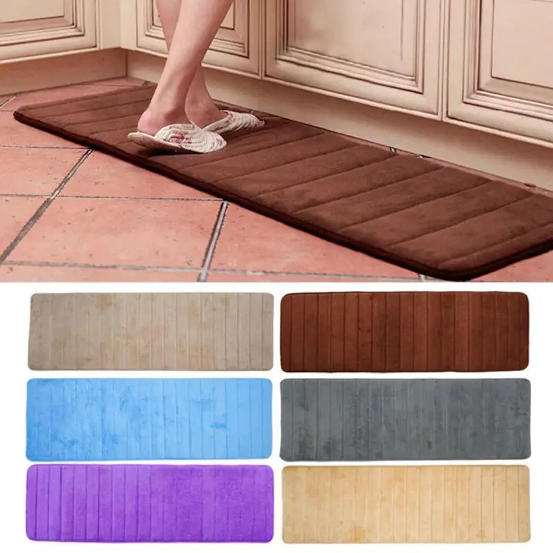 

New Coral Fleece Memory Foam Carpet Non-slip Water Absorption Area Rug Doormat Floor Mat For Bathroom Kitchen Home Supplies