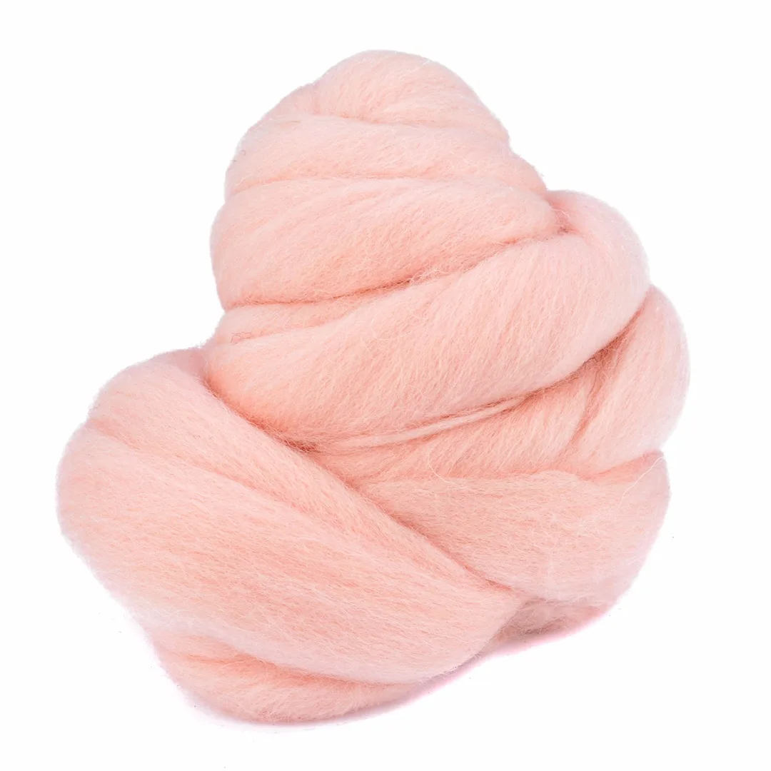 50g Flesh Color Merino Wool Fiber Roving Wool Fibres Dyed Wool Tops 23 mic For Needle Felting Spinning DIY Crafts Tools