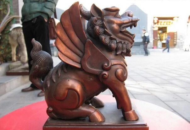 Collectible bronze lion statue S0915 Chinese red Bronze Copper apotropaion wing kylin Foo Dogs Lion wing beast Statue (B0413)
Collectible bronze lion statue S0915 Chinese red Bronze Copper apotropaion wing kylin Foo Dogs Lion wing beast Statue (B0413)