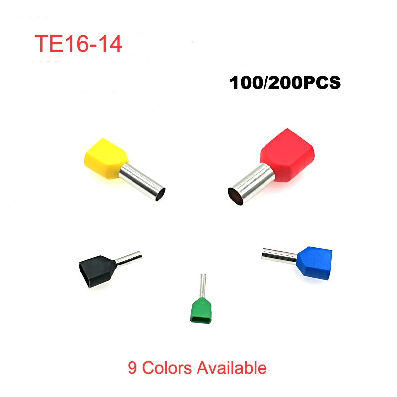 100/200pcs Dual Wire Tube insutated cord end terminals TE16-14 Electrical double wire crimp terminal cable ferrules 6AWG 16mm2
100/200pcs Dual Wire Tube insutated cord end terminals TE16-14 Electrical double wire crimp terminal cable ferrules 6AWG 16mm2
