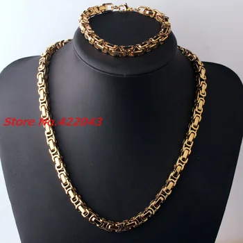 JEWELRY SET 5/6/8/mm Boys Mens Chain Bracelet Gold color Byzantine Box Stainless Steel Necklace Bracelet Wholesale Jewelry
JEWELRY SET 5/6/8/mm Boys Mens Chain Bracelet Gold color Byzantine Box Stainless Steel Necklace Bracelet Wholesale Jewelry