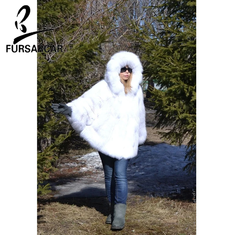 FURSARCAR Women Real Fox Fur Shawls Fashion White Fox Fur Female Cape 2019 New Arrival Luxury Winter Warm Cape With Fur Hood
FURSARCAR Women Real Fox Fur Shawls Fashion White Fox Fur Female Cape 2019 New Arrival Luxury Winter Warm Cape With Fur Hood