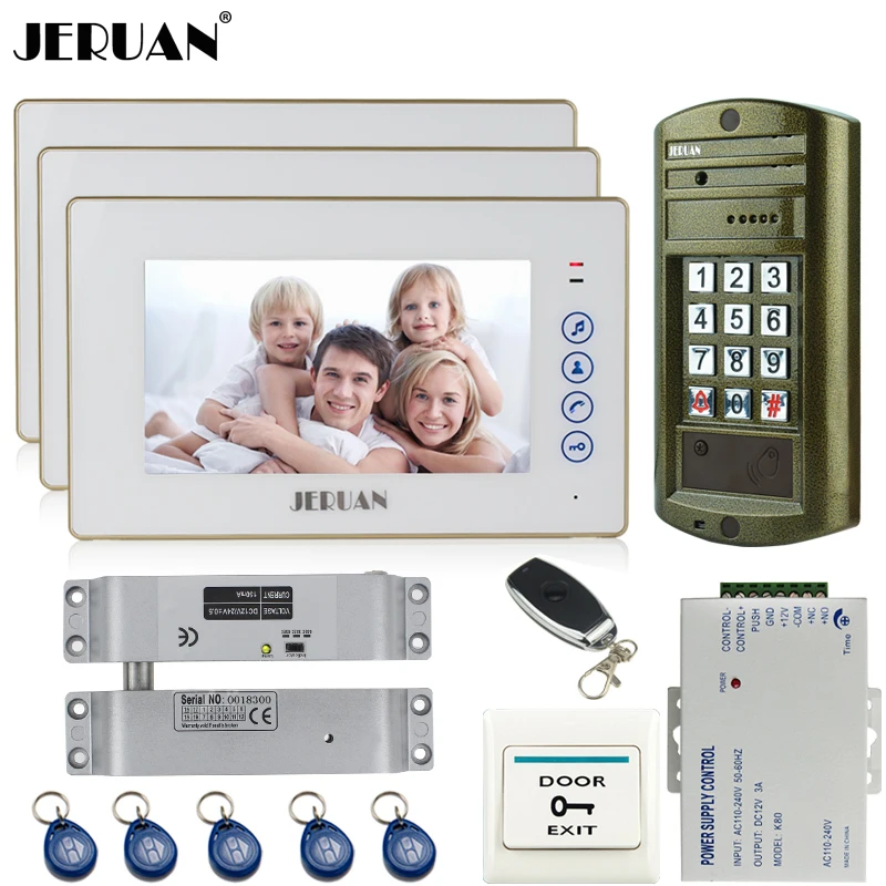 Home 7`` Video Door Phone Intercom System kit 3 Monitor + Metal Waterproof Password HD Mini Camera+Electric Drop Bolt lock 1V3
Home 7`` Video Door Phone Intercom System kit 3 Monitor + Metal Waterproof Password HD Mini Camera+Electric Drop Bolt lock 1V3