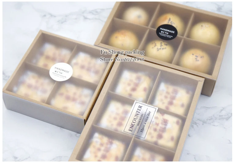4 and 6 pack Drawer Kraft paper Mid-Autumn Festival Moon cake box Frosted transparent Egg-Yolk Puff pastry Packaging Boxes
4 and 6 pack Drawer Kraft paper Mid-Autumn Festival Moon cake box Frosted transparent Egg-Yolk Puff pastry Packaging Boxes