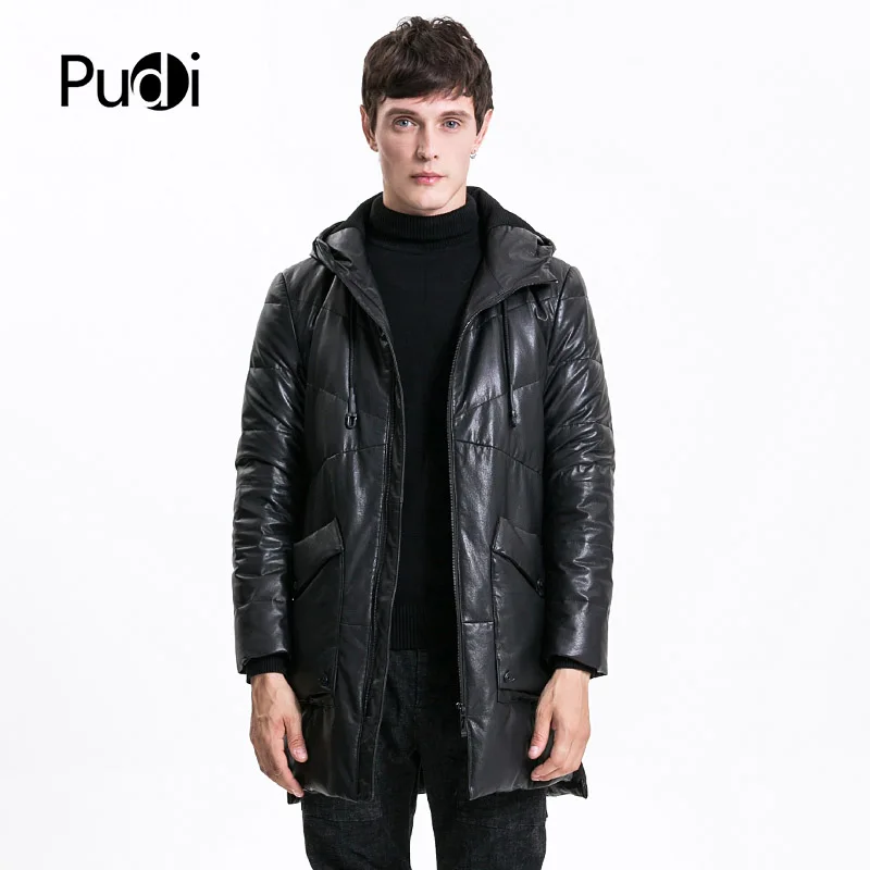PUDI CW032 2018 Men new fashion real sheep leather jackets with down fur inside fall winter casual outwear | Мужская одежда