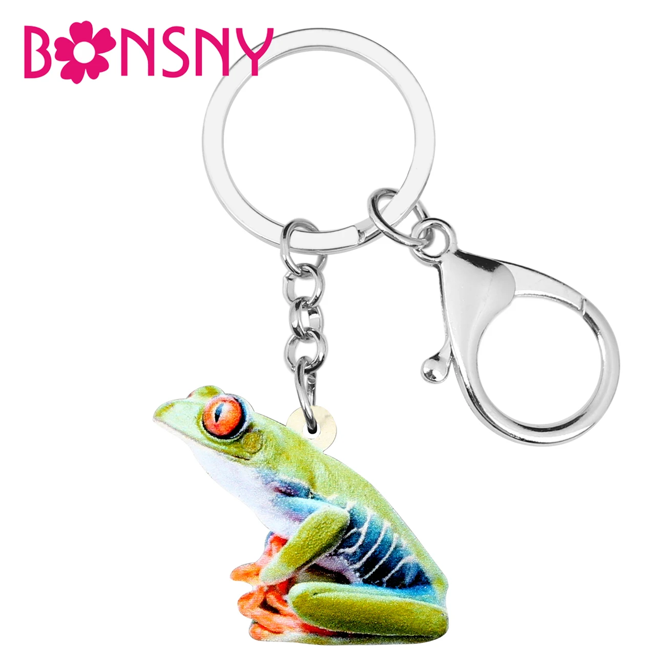 Bonsny акриловый аниме ключ в форме лягушки Цепи Брелки держатель милые животные