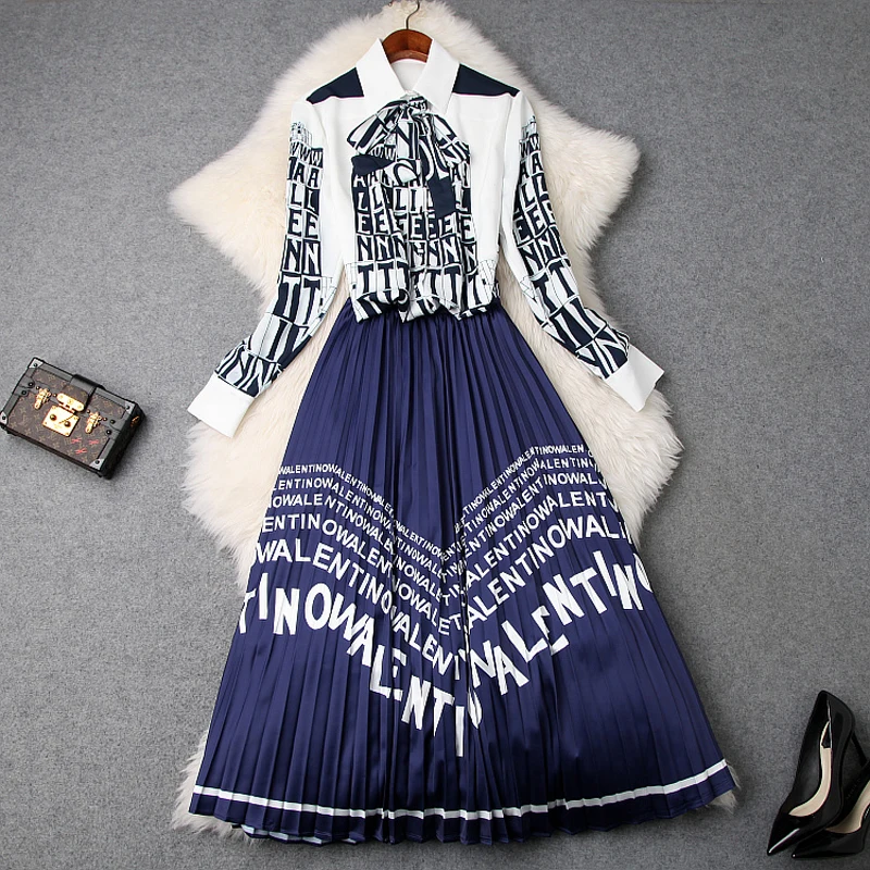 Office Work Clothing Set 2019 New High Quality Spring Printing Letter Shirt Bow Womens Sets Casual Full Sleeved Half Skirt Suit
Office Work Clothing Set 2019 New High Quality Spring Printing Letter Shirt Bow Womens Sets Casual Full Sleeved Half Skirt Suit