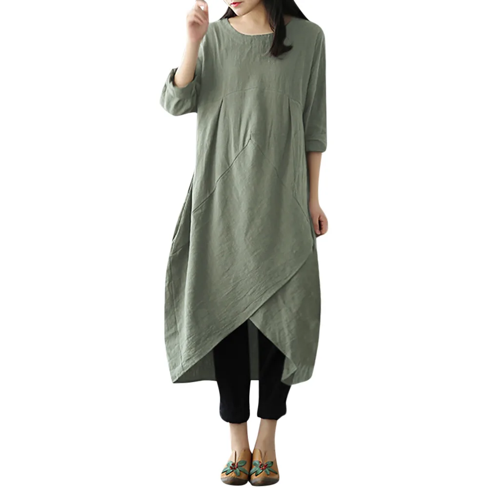 Women Vintage Long Sleeve Cotton Dress Tunic Baggy Long Maxi Dress Plus Loose Size Linen Dress Summer Dress Sukienka Damska#30
Women Vintage Long Sleeve Cotton Dress Tunic Baggy Long Maxi Dress Plus Loose Size Linen Dress Summer Dress Sukienka Damska#30