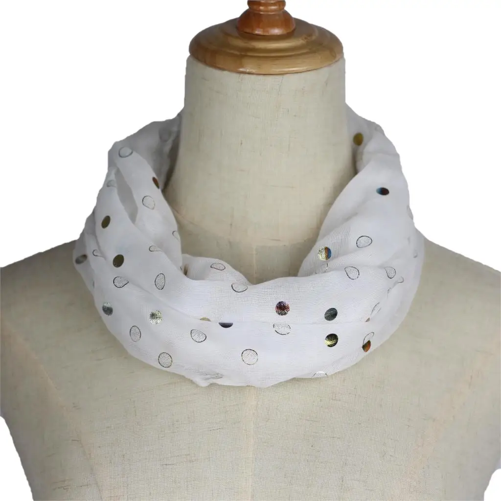 Women summer Twill Viscose Infinity scarves white ring scarf with Gold bronzing Dot Snood Ring Scarves Ladies loop Scarfs
Women summer Twill Viscose Infinity scarves white ring scarf with Gold bronzing Dot Snood Ring Scarves Ladies loop Scarfs