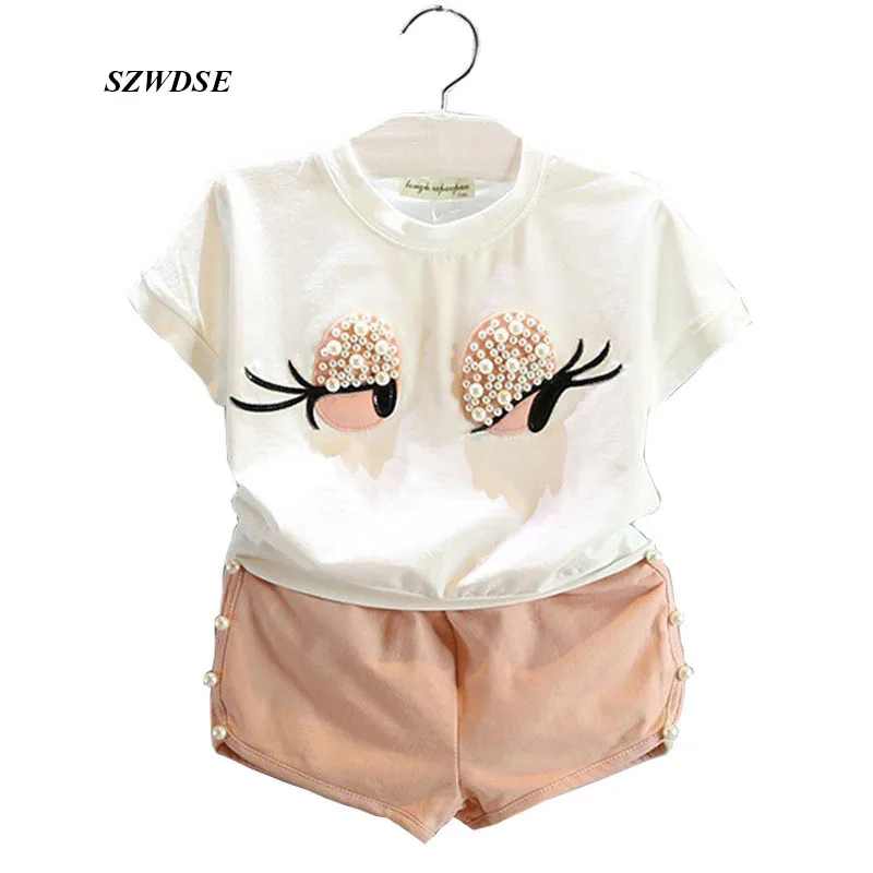 Summer 2019 New 100%Cotton Kids T-shirts+Shorts Set White Big Eyes T-shirt For Girls Fashionable Children Clothes
Summer 2019 New 100%Cotton Kids T-shirts+Shorts Set White Big Eyes T-shirt For Girls Fashionable Children Clothes