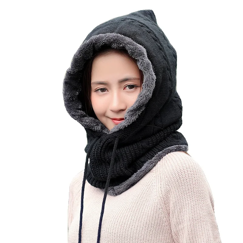 New Fashion Autumn Winter Plus Velvet Knitted Women Hooded Hat Scarf Set Female Thick Warm Cap Hooded Scarf Crochet Beanies Caps
New Fashion Autumn Winter Plus Velvet Knitted Women Hooded Hat Scarf Set Female Thick Warm Cap Hooded Scarf Crochet Beanies Caps