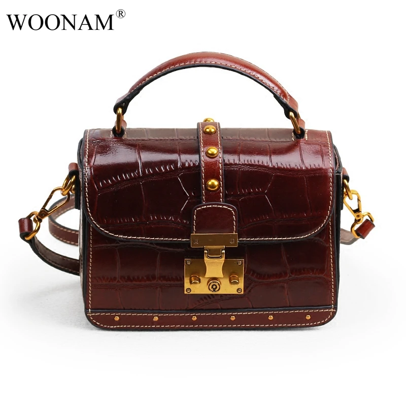 WOONAM Fashion Bag Genuine Calf Leather in Alligator Pattern Mini Satchel Cross-body Handbag WB465
WOONAM Fashion Bag Genuine Calf Leather in Alligator Pattern Mini Satchel Cross-body Handbag WB465