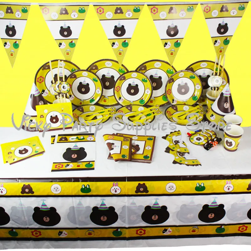 Line Friends Brown Bear Theme Disposable Tableware Set Birthday Baby Shower Party Paper Tableware Party Decoration Supplies
Line Friends Brown Bear Theme Disposable Tableware Set Birthday Baby Shower Party Paper Tableware Party Decoration Supplies