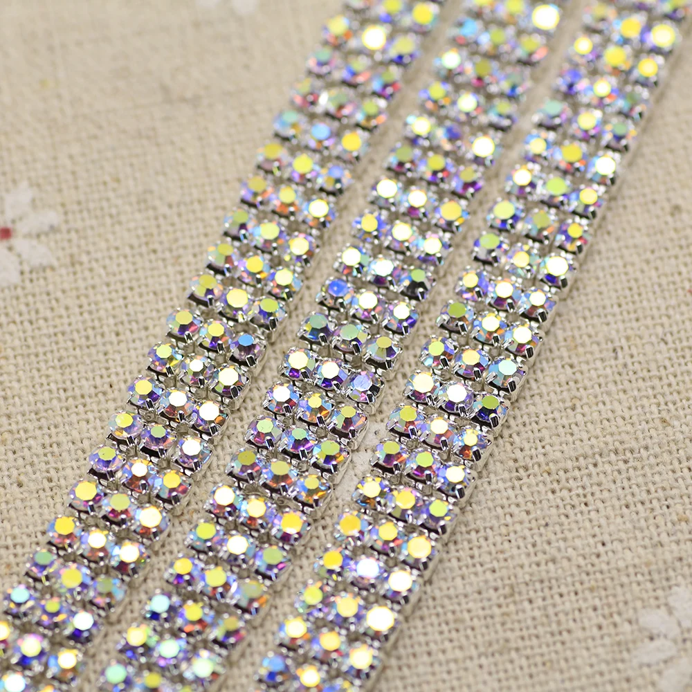 3mm 1 yard 3 Rows Crystal AB Rhinestone Cup Chain Sew on Rhinestone For Garments Decoration Rhinestone Trim DIY Dress Clothes
3mm 1 yard 3 Rows Crystal AB Rhinestone Cup Chain Sew on Rhinestone For Garments Decoration Rhinestone Trim DIY Dress Clothes