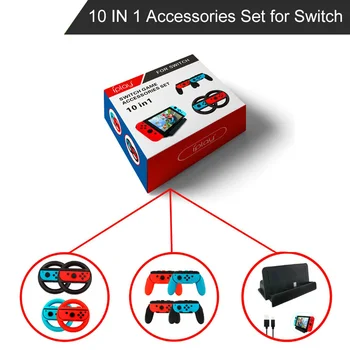 Nintend Switch Accessories Bundle 10 IN 1 Set 4* Racing Steering Wheels, 4* Controller Grips, 1* Charging Stand and 1* USB Cable
Nintend Switch Accessories Bundle 10 IN 1 Set 4* Racing Steering Wheels, 4* Controller Grips, 1* Charging Stand and 1* USB Cable