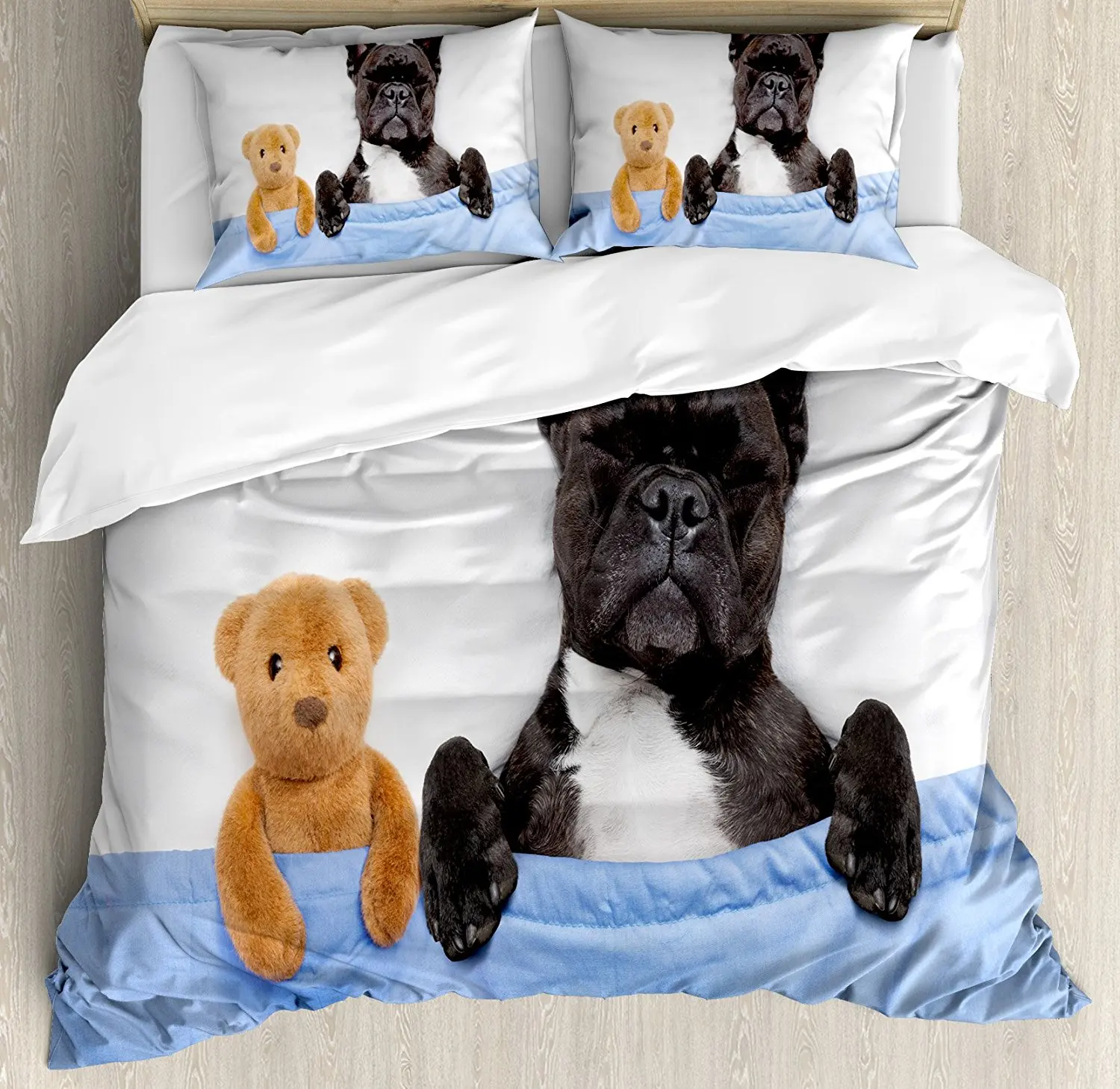 Animal Duvet Cover Set French Bulldog Sleeping with Teddy Bear in Cozy Bed Best Friends Fun Dreams Image Decorative Bedding Set
Animal Duvet Cover Set French Bulldog Sleeping with Teddy Bear in Cozy Bed Best Friends Fun Dreams Image Decorative Bedding Set